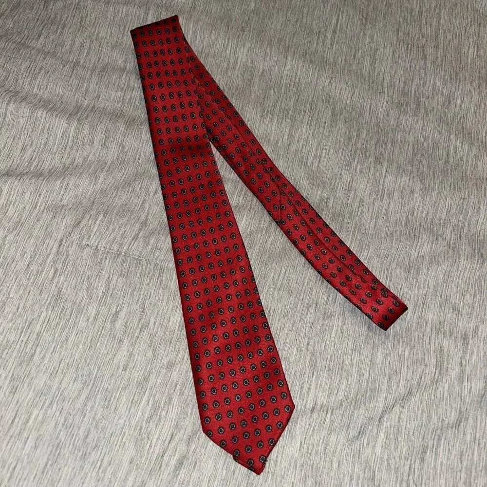 Vintage Carnaval de Paris Red Blue Abstract Made In France Pure Silk Tie
